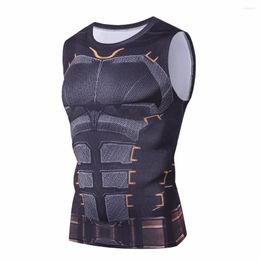 Men's T Shirts Exercise Sleeveless 3D Printed T-Shirt Fitness Jogging Vest Tops Men Tight Shirt Compression Tank