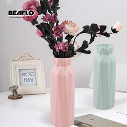 Vases Plastic Flower Vase Decoration Home White Vase Imitation Ceramic Flower Pot Flower Basket Nordic Decoration Vases for Flowers Y23