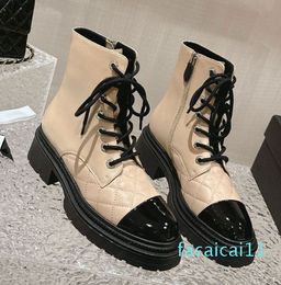 booties Lace-up Chunky Block heel Combat Knight Boots designer shoes Factory footwear With box