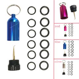 Mini Aluminium Scuba Diving Tank with 12 O Rings Brass Pick Dive Key Chain Diving Repair Kit SwimmingPool Accessories brass diving repair kit