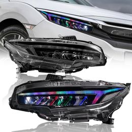 LED Headlight For HONDA CIVIC 10th 20 16-20 21 RGB Dragon Wing Style Headlight Dynamic Turning Signal Front Lamp