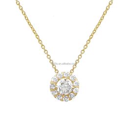 Real Yellow Gold Lab Grown Classic Round Pedant Necklace Fashion Design Jewellery For Women