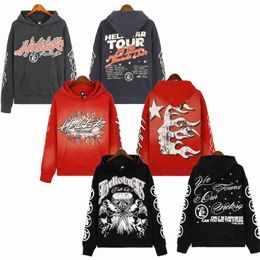 Hellstar Hoodies Designer Vintage Street Graffiti Hip Hop Style Hooded Padded Sweatshirt Washed Sweatshirts Long Sleeve Hoody Hoodys 2023