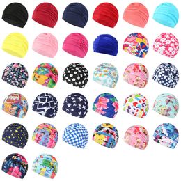 Swimming caps JSJM new Women's printing Simple solid Colour high elastic pool Waterproof adult swimming cap P230531