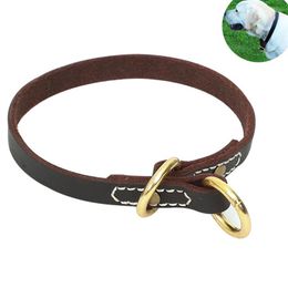 Dog Collars Genuine Leather Collar Quality Handmade Strong Comfortable Metal Buckle Pet For Small Medium Large Dogs