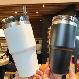 20oz Tumbler stainless steel straw vehicle-mounted American cup large-capacity cup office School Drink Mugs 1118