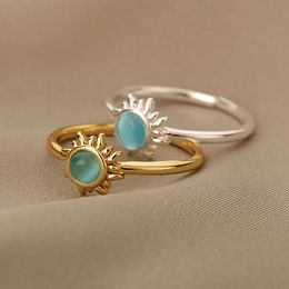 Band Ringe Opal Perle Ringe Für Frauen Edelstahl Shell Sonnenblume Ring Vintage Mehrere Stile Anillos Ehering Jewerly Geschenk Bague AA230417