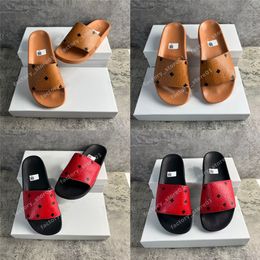 Summer Women Men Slippers Munich Flats Slipper Woman M Orange Brown Mules Sandals Leather Shower Room Ladies Slides Designer Flip Flops Pantoufles Sandales With