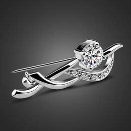 Pins Brooches female models silver jewelry 925 sterling silver brooch charm jewelry zircon inlaid design ladies solid silver bijoux 231118