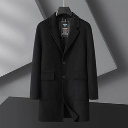 Men's Wool Blends Highend Woolen Coat Handsome Fat Man Loose Plussize Doublesided Jacket Casual Suit Collar Plus Big Guy Trench 231118