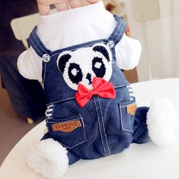 Dog Apparel Cute Panda Clothes Winter Pet Jumpsuit Coat Jacket Denim Jeans Clothing For Costume Puppy Warm Outfits