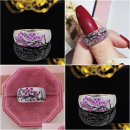 Wedding Rings Wedding Rings 2022 Luxury Branches Tree Pink Sier Colour Engagement Ring For Women Anniversary Gift Jewellery Bk Sell Drop Dhamn