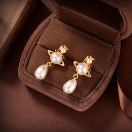 Luxury Fashion Designer Stud Earring Letter Viviene Brand Women Jewellery Metal Pearl Earrings cjeweler Westwood For Woman Trend Gold Earing tyu56tyy