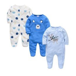 Rompers 2/3 pcs set Baby Rompers 0-12 months Cotton Autumn Winter Overalls Cartoon Print born Clothes Infant Toddlers Jumpsuit 230418