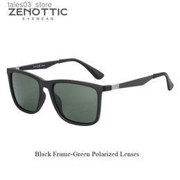 Sunglasses ZENOTTIC Square Polarised Sunglasses Men Shades Lightweight TR90 Frame Comfortable Carbon Fibre Leg UV Protection Sun Glasses Q231120