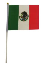 Mexico Flag 21X14 cm Polyester hand waving flags Mexican Country Banner With Plastic Flagpoles1868036