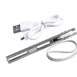 Party Favour Mini Usb Stainless Led Flashlight Keychain Rechargeable Torch Pen Flashlights Portable Lamp Outdoor Cam Light Za2481 Dro Dhzwh