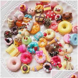 Charms Charms 30Pcs/Set Mini Kawaii Mix Resin Food Necklace Donut Cake Cream Pendant For Diy Decoration Keychain Charmscharmscharms Dr Dharr