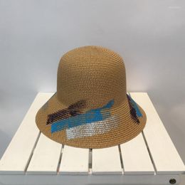 Wide Brim Hats Summer 2023 Fashion Graffiti Fisherman Hat Meteor Colour Sun Outdoor Visor Travel Folding Beach