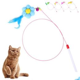 Cat Toys Handmade Cat Toys Funny Stick Bell Ball Feather Toy Creative Assorted Interactive Play For Kittens Drop Delivery Home Garden Dh9Qo