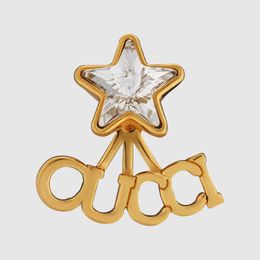 Designer-Stern-Ohrringe für Damen, vergoldet, Diamant-Buchstaben-Ohrringe, klassischer, trendiger Hip-Hop-Stil