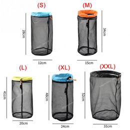 MENFLY Mesh Storage Bag Lightly Organise Sack Camping Hiking Compression Bags Travel Accessories Polyester Drawstring Pocket Camping HikingOutdoor Tools