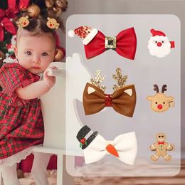 Headwear Hair Accessories 36pc/lot Christmas Hair Clips Christmas Decoration Hairpins Antlers Deer Hair Clip For Girls Kids Faux Leather Bows Barrettes 231118