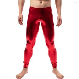 Men's Pants 4XL Men's Faux Leather Tight Men PU Long Trousers Dance Party Night Leggings Stretchy Casual Skinny Stage Clubwear