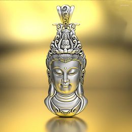 Pendant Necklaces DSSolid Buddha Head Avalokitesvara Necklace Life Tathagata For Men And Women Man