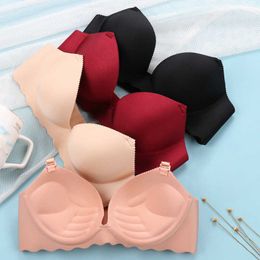 Bras XUANTAOWU Sexy Lingerie 1/2 Cup Seamless Women Bra Small bust Simple Solid Push Up Wireless Girl Bralette Adjustable Brassiere P230417