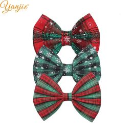 Headwear Hair Accessories 12pcs/lot Christmas 5" Hair Bows Barrette Floral Plaid Snow Stripe Hair Clips For Women DIY Girls Hair Accessories Party 231118