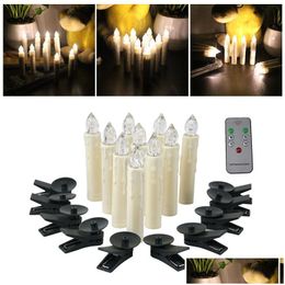 Velas 10pcs/set Warm White Wireless Remote Control LED Luz de vela para festa de aniversário Decoração ZA5776 Drop Delivery Dh0qp