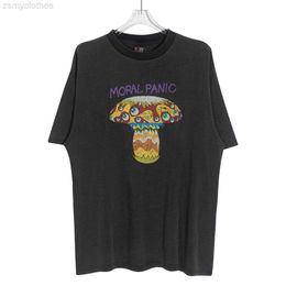 Men's T-Shirts Saint Michael Mushroom Eye 23SS Men Women T Shirt Washed Distress Vintage Hip Hop High Street Casual Oversized Short Sleeve