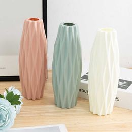 Vases Modern Flower Vase Home Decoration Nordic Style Plastic Vases Flower Pot Basket Living Room Decor Ornament Flower Arrangement Y23