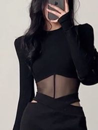 Women's T-Shirt Summer Women T Shirt Girls T-Shirt Woman Clothes Long Sleeve Tops Spring Black Slim Tshirt Female Crop Top Tee Sexy Skinny Y2k 230418