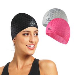 Swimming caps 2022 Silicone Swimming Cap Men Women Plus Size Adults Swimming Hat High Elastic Ear Protection Long Hair Sports Ultrathin Caps P230418
