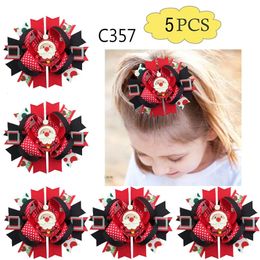 Headwear Hair Accessories 5pcs -G christmas inspired hair bows Christmas hair clips santa clause big hair accessories snowman headbands 231118