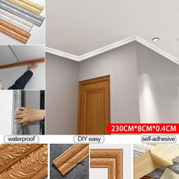 Wall Stickers 230cm 3D Foam Edge Strip Self Adhesive Waterproof Baseboard Corner Waist Line Sticker Trim Skirting