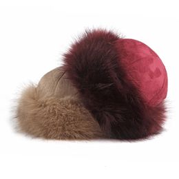 BeanieSkull Caps Thick Warm Russian Hat Ladies Suede Bomber Windproof Women Fur Female Mongolia Cap Winter Skullies Beanies 231117