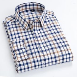 Men's Casual Shirts Chequered For Men Pure Cotton Long Sleeve Button Collar Business Men's Plaid Shirt 14colors Overshirt Male Tops