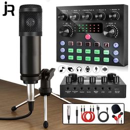 Microphones Desktop Condenser Microphone Bundle with Audio Mixer for Webcast Live Studio Recording Singing Broadcasting 231117