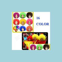 Other Event Party Supplies Uni Clown Fans Carnival Wig Disco Circus Funny Fancy Dress Stag Do Fun Joker Adt Child Costume Afro Cur Dhqkr