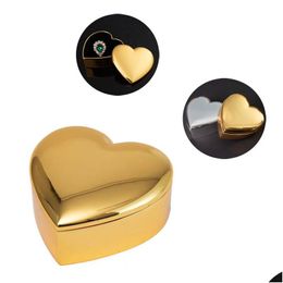 Gift Wrap Metal Heart Shaped Jewelry Box Valentines Day Gifts Storage Ring Boxes Fashion Desktop Decoration Drop Delivery Ho Dhgarden Dhywa