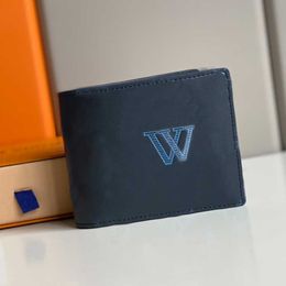 Men Wallet Designer Short Wallets Top Quality Card Holder Luxury Blue Cowhide Credit Cardholder Fashion Damier Graphite 3D Purse With Box M80422