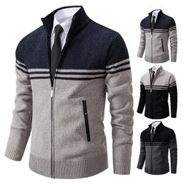 Mens Sweaters Winter Sweater Thick Wool Warm Casual Standing Neck Zipper Cardigan 231118