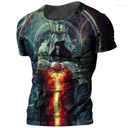 Men's Tracksuits 2023 Summer Men Clothing Men's T-shirts 3d Skull Printed Knight Short Sleeve Tops Oversized America Tees Mens T Shirts