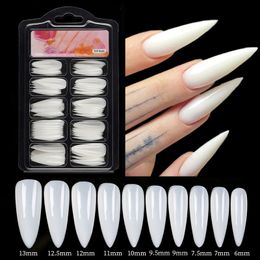 False Nails 100Pcsbox Quick Extension Full Cover Fake Clear White Water Drop Coffin Tips Finger Nail Art Mould 230418