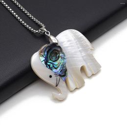 Chains Natural Abalone White Shell Necklace Pendant Cartoon Elephant Shape Mother Of Pearl Charms For Jewellery Making Diy Accessories