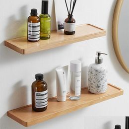 Bathroom Shelves Bathroom Shees Beech 20-50Cm Shelf Wall-Mounted Toilet Shampoo Shower Rack Kitchen Storage Accessories Drop Delivery Dhjfs