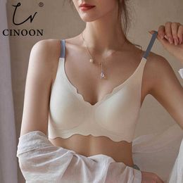 Bras CINOON Seamless Bras for Woman Push Up Underwear Sleep Removable Padded Bralette No Trace Brassiere Wireless Comfort Intimate P230417